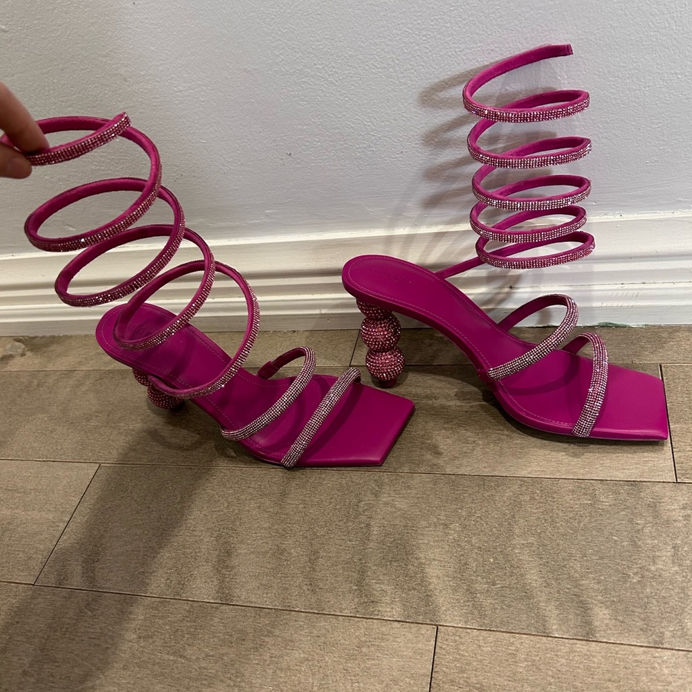 Cult Gaia Leslie crystal embellished ankle wrap sandal